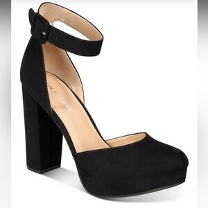 NIB Sun and Stone Ankle-Strap Black Platform Block Heel Pump